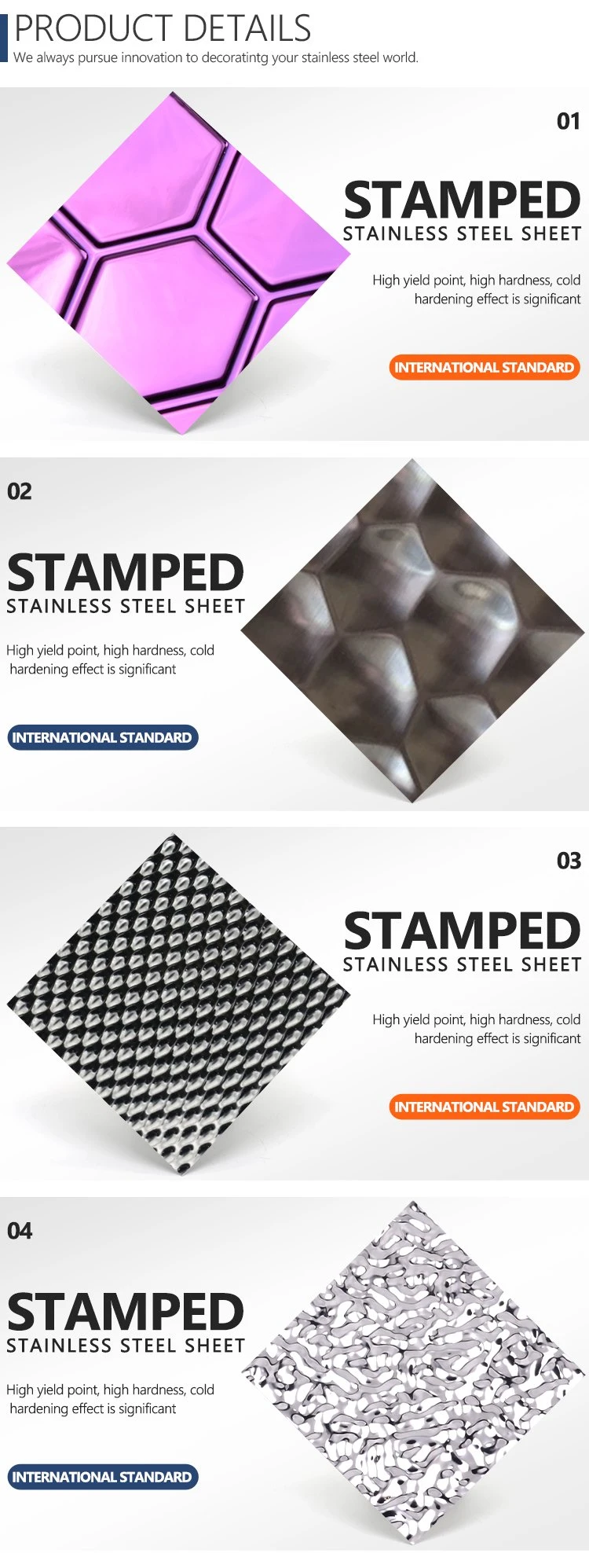 2019 Hot Sale Stamped Stainless Steel Sheet with Best Price